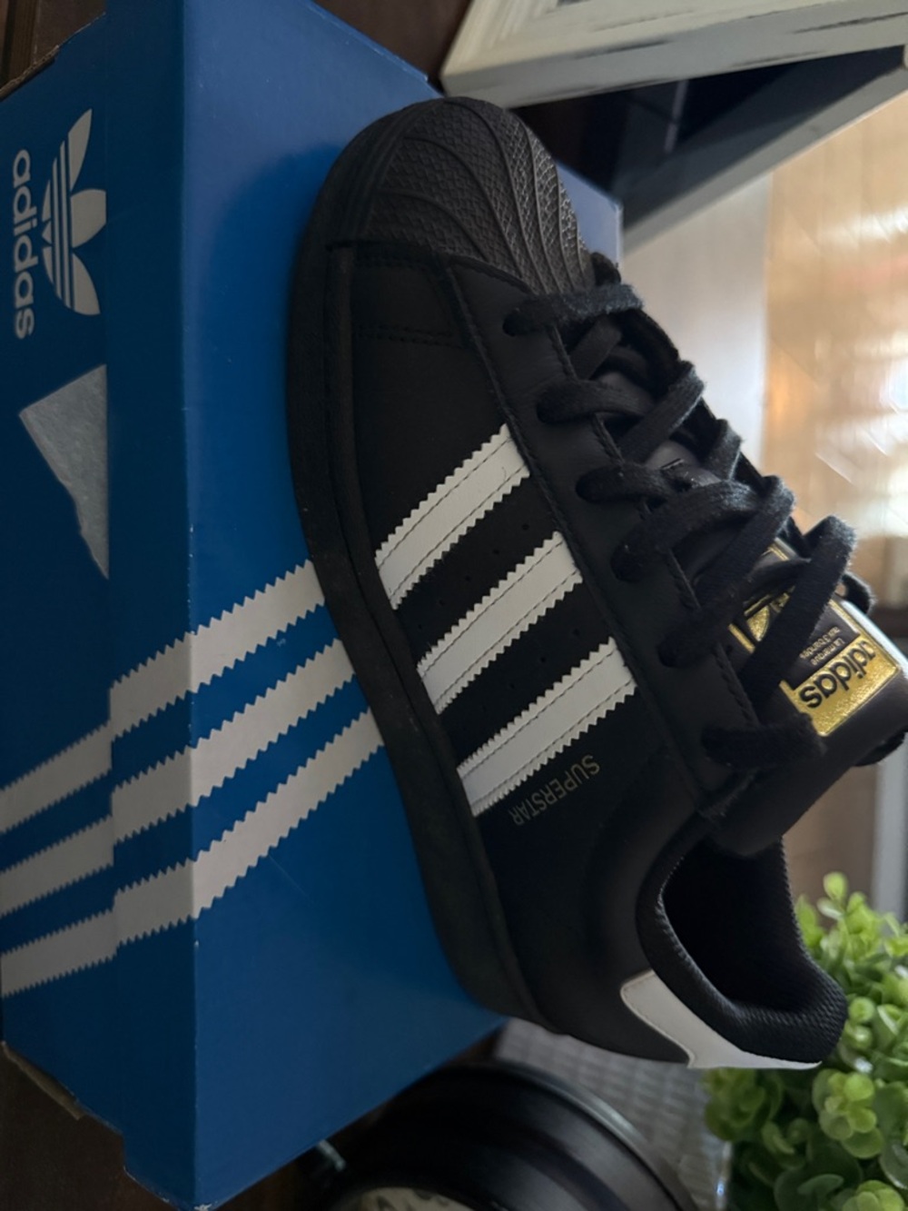 adidas Kids Black Sneakers with White Three Stripes